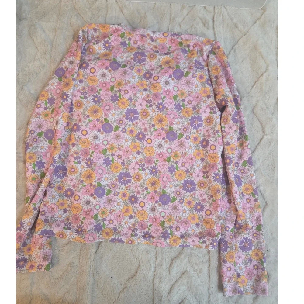 XATREN Girls Floral Rash Guard Long Sleeve Swim Top Pink Purple Orange 11-12Y